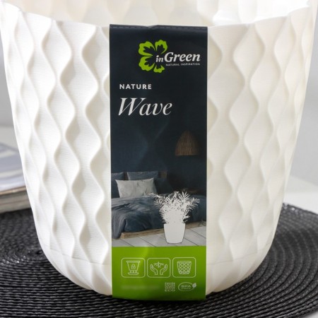 Pot for flowers with a pallet "Wave", 2.5 l, d = 17.5 cm, snow -white color-6