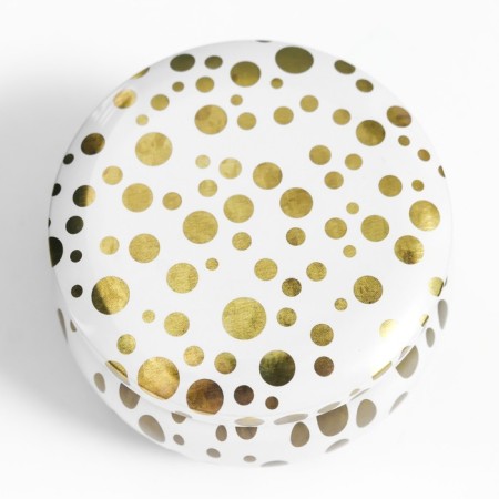 Casket Metal Round "Drawings with gold on white and black" mix 5.2x7.5x7.5 cm-4