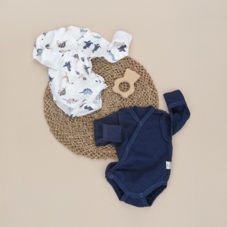 Боди детское KinDerLitto «Малыш Хрустик», с длинным рукавом, рост 56-62 см, 2 шт-1