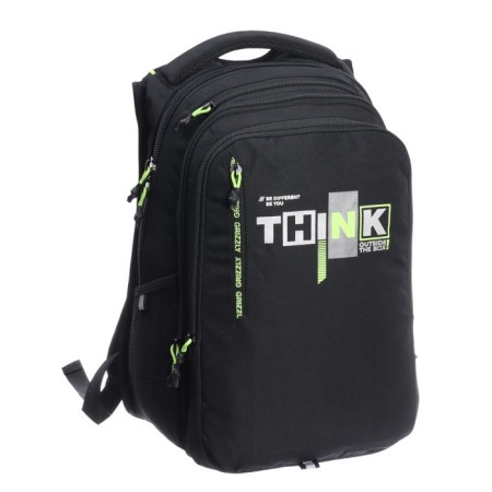 Youth backpack 42 x 31 x 22 cm, Grizzly, ergonomic back, laptop compartment, black/green-1