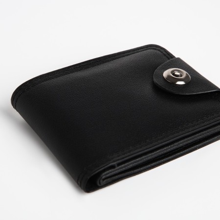 Male purse for magnet, department for bills, for maps, for coins, black color-2