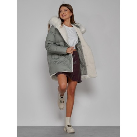 Women's winter jacket, size 52, light green color-12