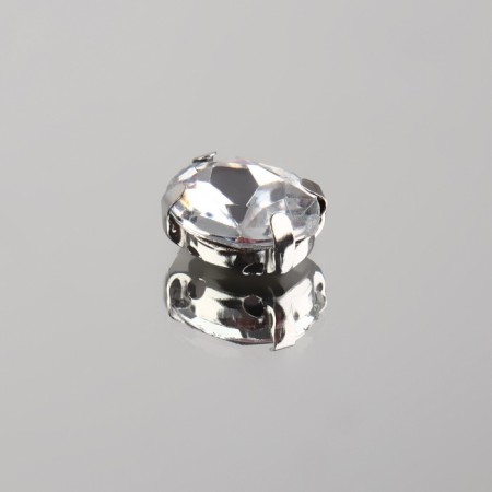 Rhound rhinestones “oval”, rimmed, 8 × 10 mm, 20 pcs, silver color-1