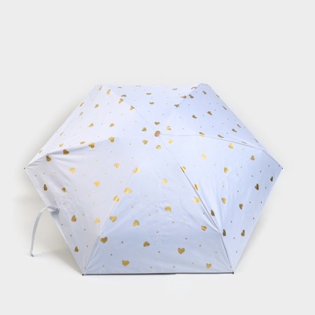 Mechanical female umbrella, 6 knitting needles, white color in gold peas.-1