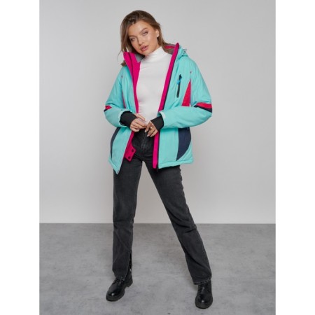 Ski jacket women's winter, size 46, turquoise color-18