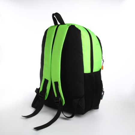 School backpack, 2 lightning departments, 3 pockets, black/green color-3