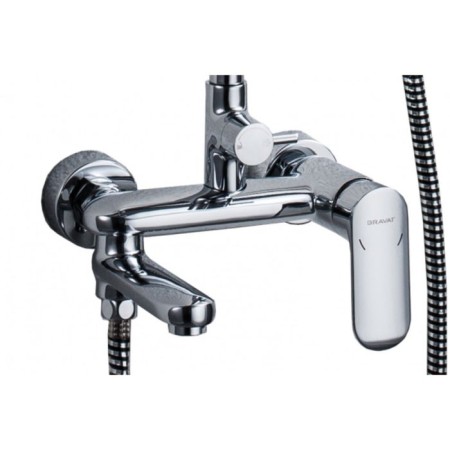 Bravat Opal shower column, with a bathtub mixer, swing pour (upper shower of a round shape)-3