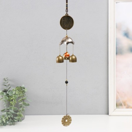 Wind music "Dragon on a coin" 3 bells + 1 suspension 46 cm