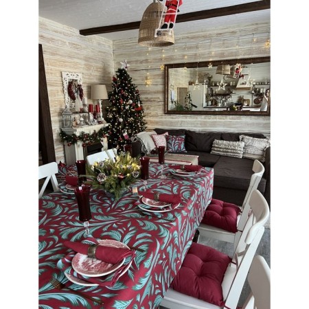 FIR tablecloth, patterns, size 140x150 cm, red-7