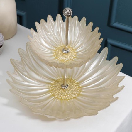 Double -tiered “chamomile” glass dish, d = 18 cm, d = 30 cm-1