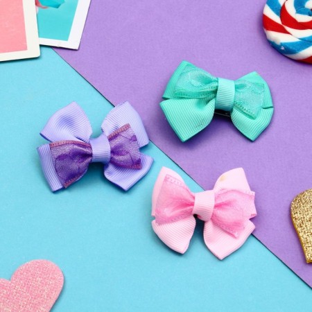 Hair clip "Bow" guipure, 6 cm, mix-1
