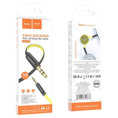HOCO UPA16, Jack 3.5 mm (M) - Jack 3.5 mm (M), 1 m, TPE, yellow-4