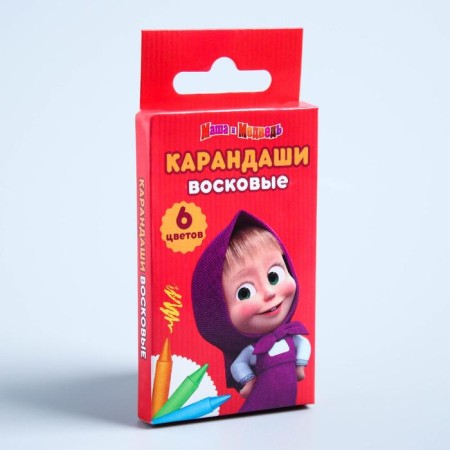 Wax pencils, set of 6 colors, height 8 cm, diameter 0.8 cm, Masha and bear-2
