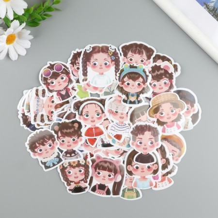 Stickers Plastic "Model Girls" set 60 pcs 10x12 cm