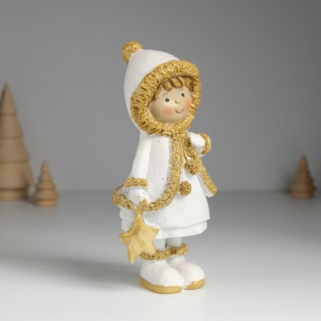 Souvenir Polystone "Baby in a white fur coat with golden fur" mix 7x5x16 cm-2