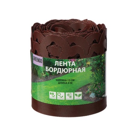 Border tape, 0.15 × 9 m, thickness 1.2 mm, plastic, curly, brown, Greengo-8