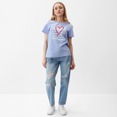 T -shirt female, blue color, size 48-1