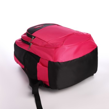 School backpack from textiles on lightning, 4 pockets, pink color-4