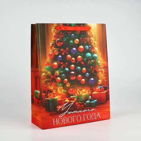 Laminated vertical "Cozy New Year", Christmas tree, l 31 x 40 x 11.5 cm, New Year-1