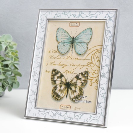 Photo frame plastic 13x18 cm "White" Double silver stroke 21.2x16.2 cm-2