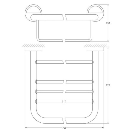 Shelf for towels with a barbell, width 70 cm, chrome-1