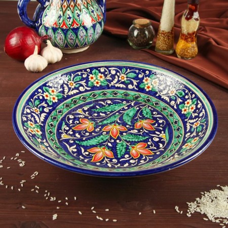 Largan Rishtan ceramics "Flowers", 33 cm, Blue Mix-1