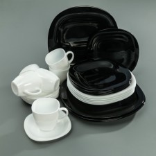 Service table Luminarc Carine White & Black, glass ceramics, 30 objects, white and black color