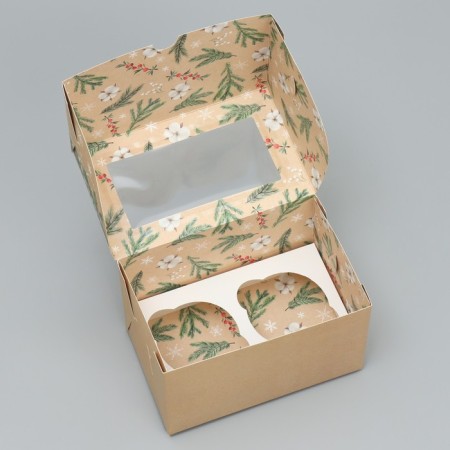 Folding box with bilateral application “Happy New Year!”, Cotton, 16 x 10 x 10 cm, New Year-3