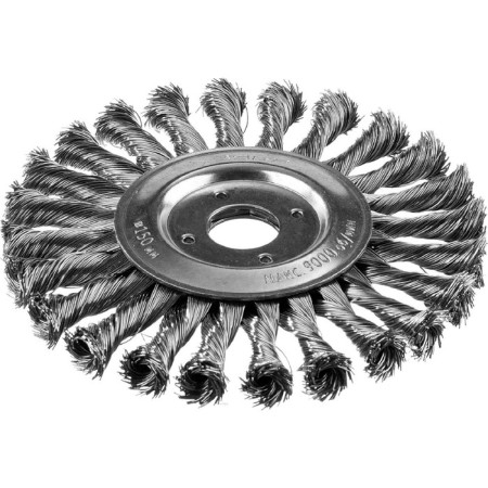 Disc “bison” brush 35190-150_z02, for ushm, steel 0.5 mm, wicker bundles, 22.2x150 mm