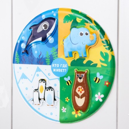 The toy developing for the bath "Correspondence", the base+ 4 stickers, types of mix, crumb I-4