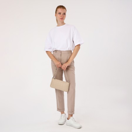 Baget bag with zipper, beige color-6