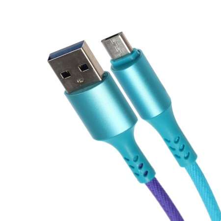 Luazon cable, microUSB - USB, 2 A, 1 m, nylon braid, multi -colored