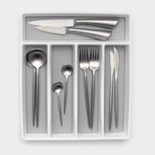 Griten cutlery tray, with silicone insert, 5 departments, 33.5 × 29.3 × 4.5 cm, white color