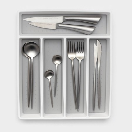 Griten cutlery tray, with silicone insert, 5 departments, 33.5 × 29.3 × 4.5 cm, white color