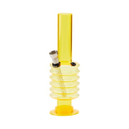 Bong for smoking, H-20 cm, "accordion", acrylic, yellow