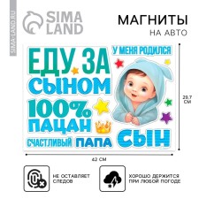 A set of magnets for a car “Food for my son”, for discharge, 42 cm x 29.7 cm