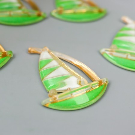 Decor for creativity plastic "Sailor Green" with gold 2.9x2.3 cm-1