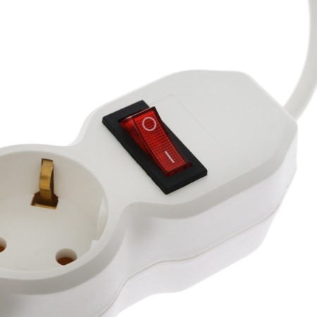 Extension cord Luazon Lighting Eco, 3 sockets, 7 m, 10 A, 2200 W, PVS 3x0.75 mm2, s/c, with dig-2