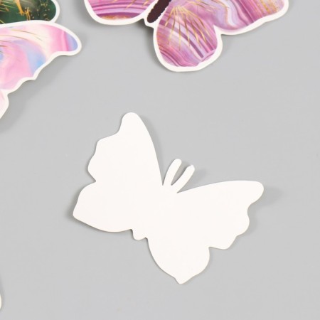 Butterflies cardboard "marble with gold" set 12 pcs h = 4-10 cm-4