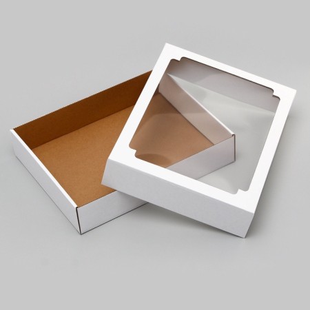 Box of a team without printing a lid is a white one with a window 29 x 23.5 x 6 cm-4