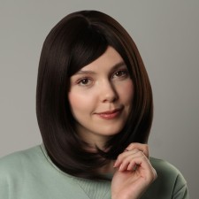 Artificial wig, with a bang, imitation of the skin, 30 cm, brown