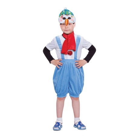 Costume "Snowman with a black bucket" overalls, mask, scarf growth 98-104