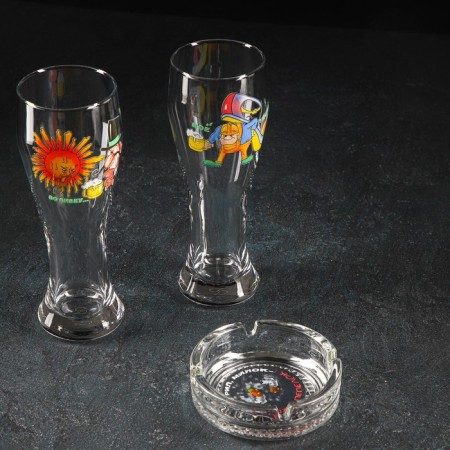 Set "jokes", 2 glasses for beer 300 ml, ashtray-2