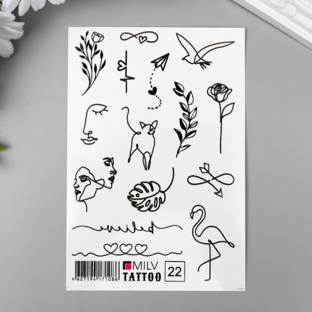 Tattoo on the body "Thin lines" 10x15 cm