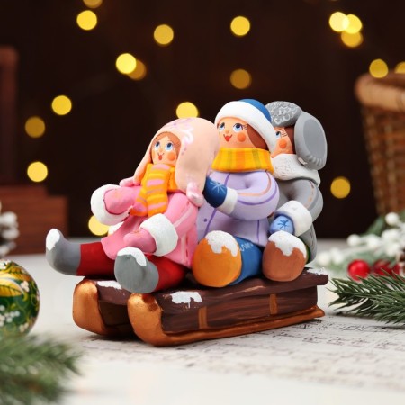 Kovrovsky toy "Children on Sled", ceramics-1