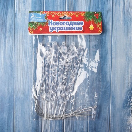 Jewelry decoration "Figure icicle" (set 6 pcs) 12.5x1 cm, transparent-2