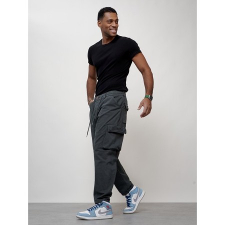 Cargo jeans men, size 46-48, dark gray color-2