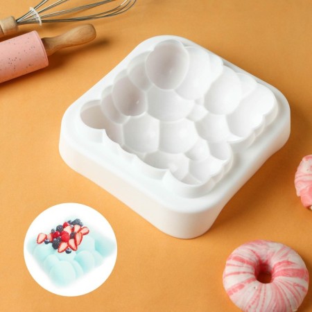 Form for mousse desserts and baking konfinetta "air bubbles", silicone, 20 × 5.5 cm, white color