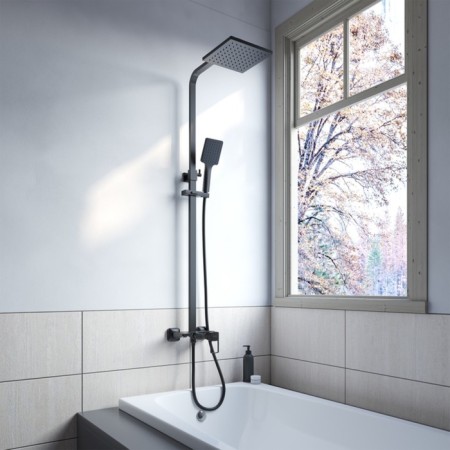 Shower mixer IDDIS BILD BILBL1Fi06, 350x200x1400 mm, with the upper shower, black-1