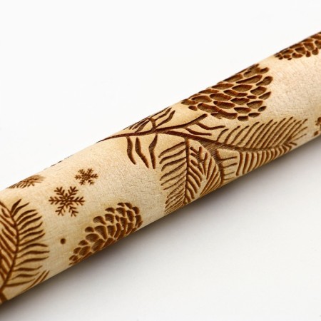 Wooden rolling pin with patterns "baking" for baking, 30 cm-3